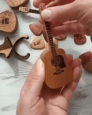 🎸 Mini Wooden Decorative Guitar Set 🌳